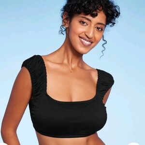 Women's Cap Sleeve Smocked Bralette Bikini Top